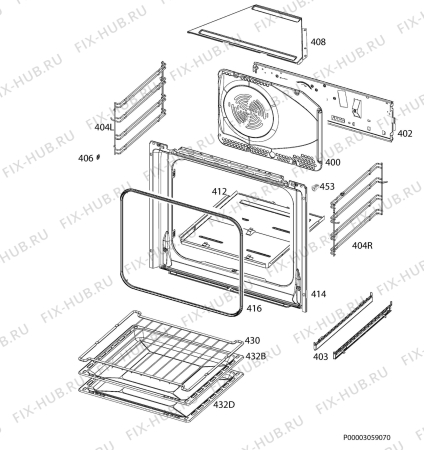 Взрыв-схема плиты (духовки) Ikea OV13 302-451-76 - Схема узла Oven